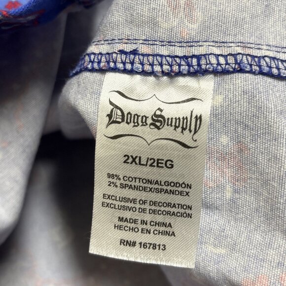 Snoop Dogg Dogg Supply Shirt Mens 2XL Blue Bandana Print Short Sleeve Cotton - Picture 8 of 9